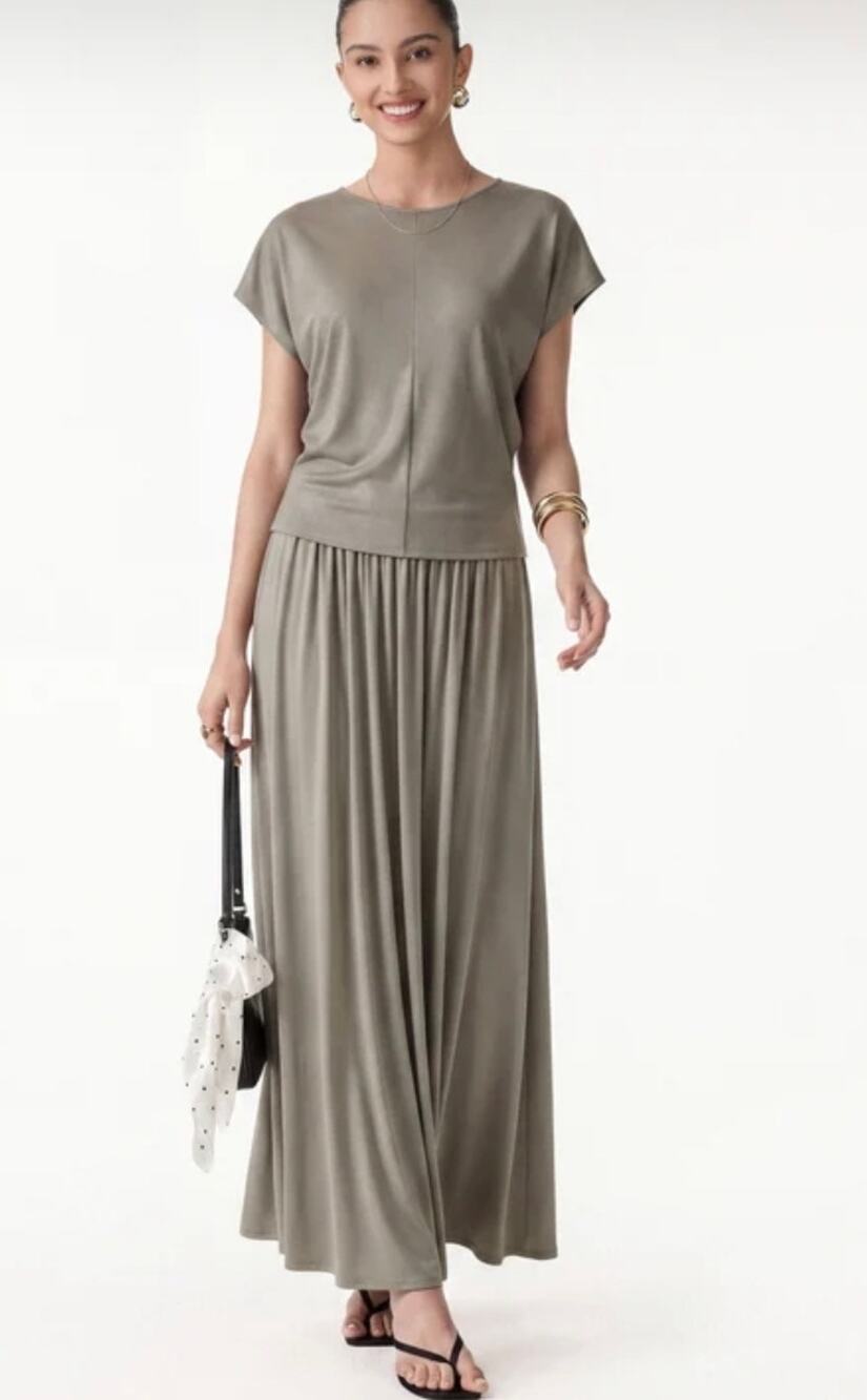 OGL Ribbed Wide Leg Pant Set Size M Dark Alabaster 2-Piece Lounge Outfit NWT
